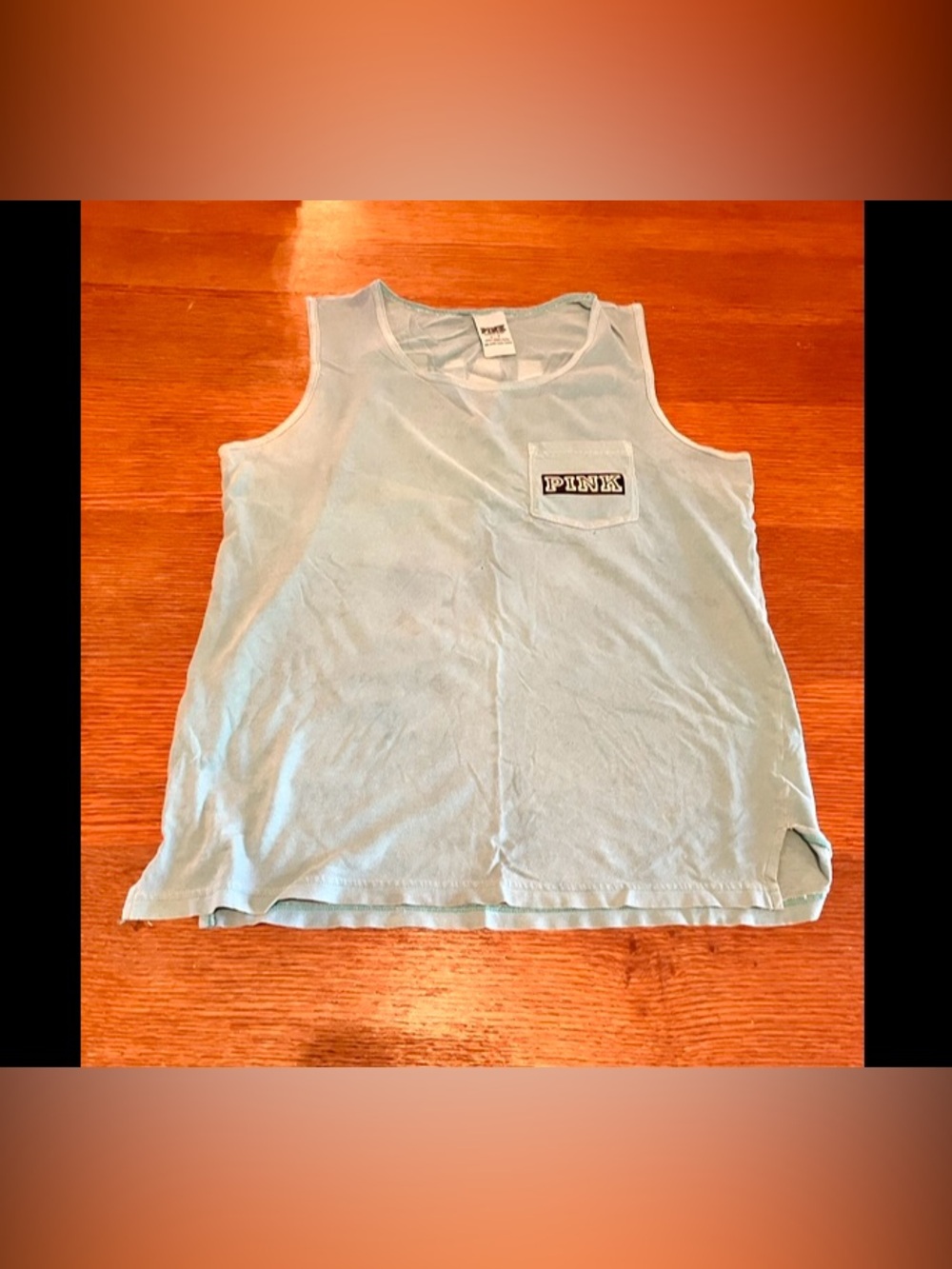 PINK Victoria's Secret Light Blue Sleeveless Pocket Tank *flawed*